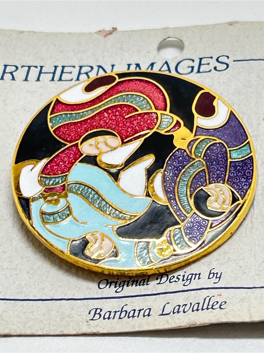 Northern Images, High Quality Cloisonne’ Brooch, Barbara Lavallee, Colorful